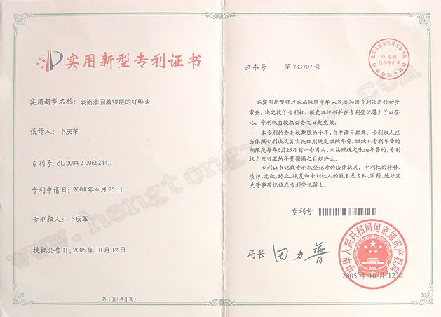 Utility model patent certificate